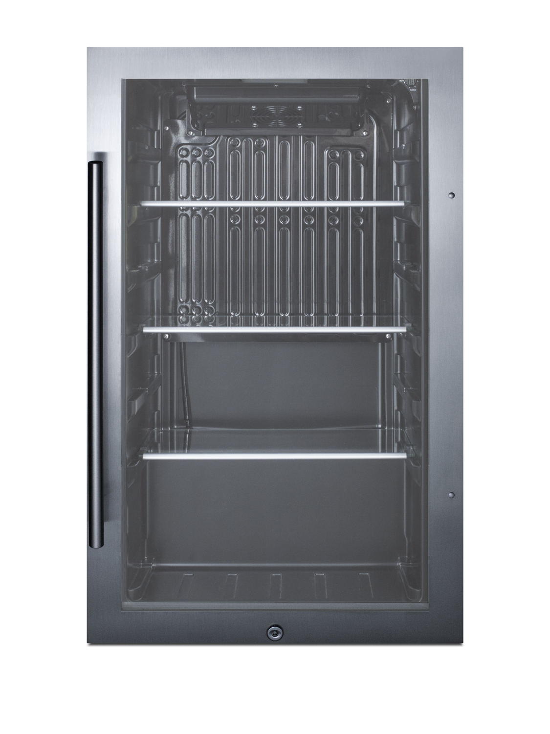 ADA compliant commercially approved outdoor beverage cooler for built-in or freestanding use with a shallow 17